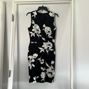 White House Black Market black and white floral dress